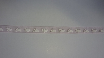 Feetribbon Organza 10mm (25 m), Pink & White 232